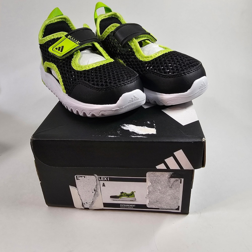 Adidas‎ Kids Summerflex Sneakers Black Neon Green Athletic Shoes Size 8 Toddler